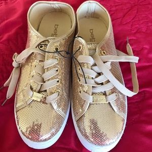 Bebe Sport gold sequin tennis shoe, 8.5